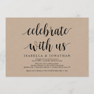 Celebrate with us, Rustic Kraft, Wedding Elopement Invitation