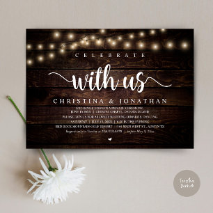 Celebrate with us, Rustic Wedding Dinner Elopement Invitation