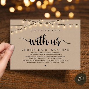 Celebrate with us, Rustic Wedding Dinner Elopement Invitation