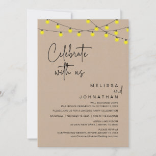 Celebrate With Us, Rustic Wedding Dinner Party Invitation