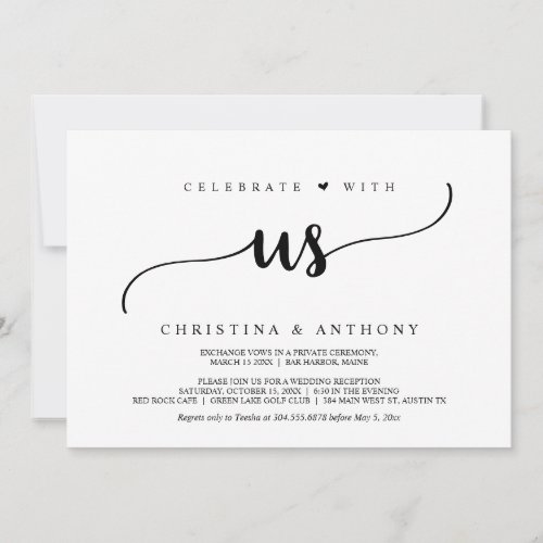 Celebrate with us Rustic Wedding Elopement Dinner Invitation