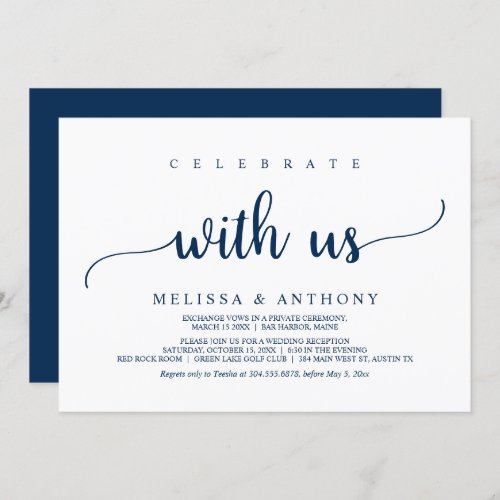 Celebrate with us rustic wedding elopement dinner invitation