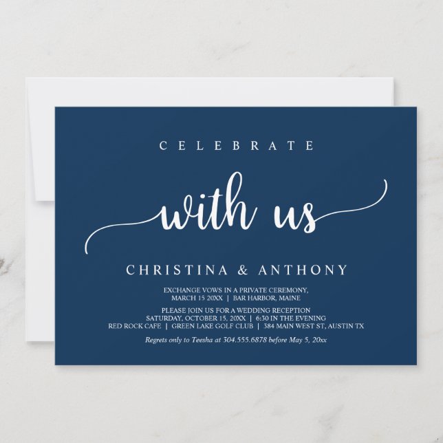 Celebrate with us, Rustic Wedding Elopement Invita Invitation (Front)