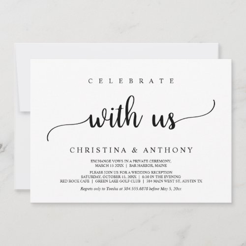 Celebrate with us Rustic Wedding Elopement Invitation