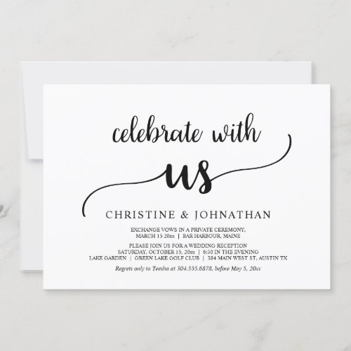 Celebrate with us Rustic Wedding Elopement Party Invitation