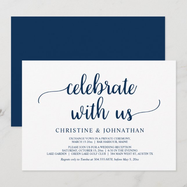 Celebrate with us, Rustic Wedding Elopement Party  Invitation (Front/Back)