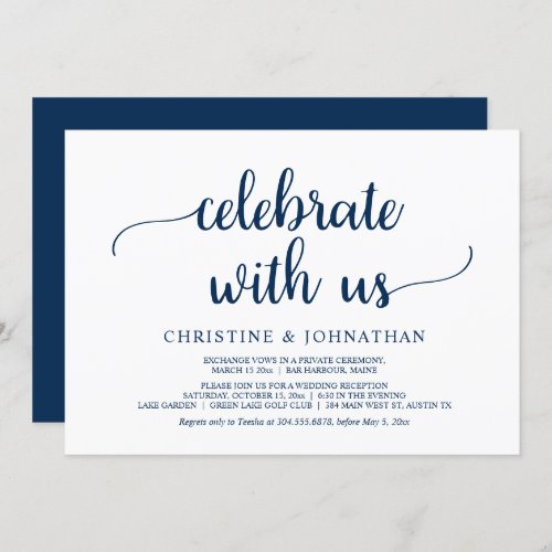 Celebrate with us Rustic Wedding Elopement Party  Invitation