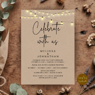 Celebrate With Us, Rustic Wedding Elopement Party Invitation