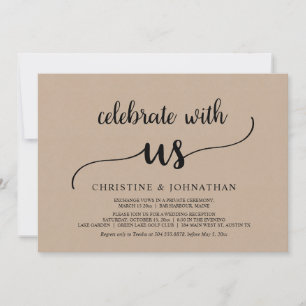 Celebrate with us, Rustic Wedding Elopement Party Invitation