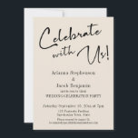 "Celebrate with Us!" Simple Cream Wedding Party Invitation<br><div class="desc">Invite your guests to your wedding celebration with the help of these simple cards. In the design I've used a casual, handwritten font to create a graphic typography overlay reading "Celebrate with Us!". Fill in the template blanks with your details to personalize the design. All layers were left unlocked so...</div>