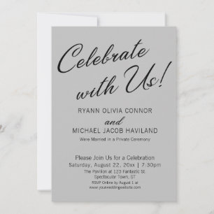 Celebrate with Us Simple Reception Only Gray Invitation