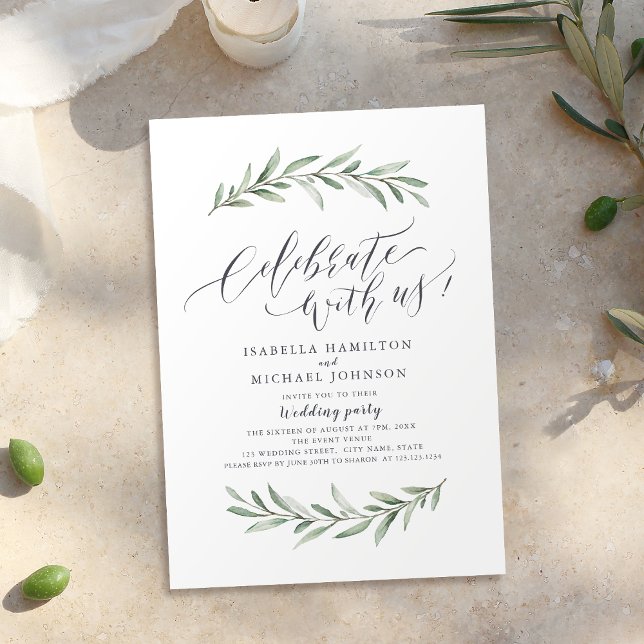 Celebrate With Us! Simple Rustic Greenery Wedding Invitation (Celebrate With Us! Simple Rustic Greenery Wedding Invitation)