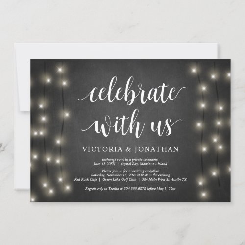 Celebrate with us String Light Wedding Elopement Invitation