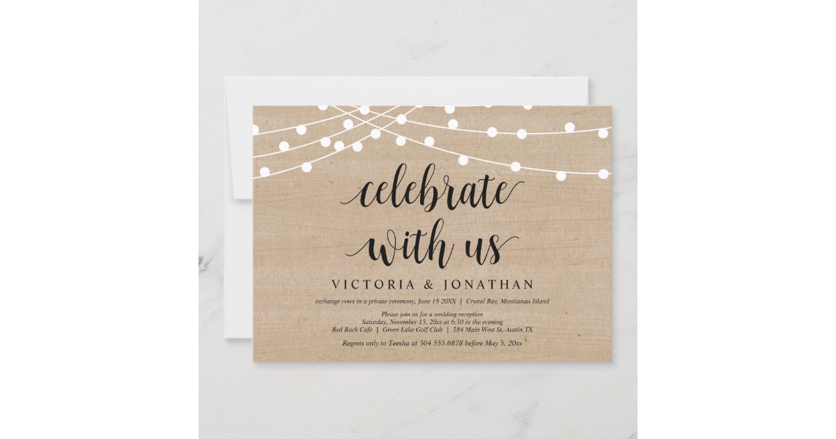 Celebrate with us, String Light, Wedding Elopement Invitation | Zazzle