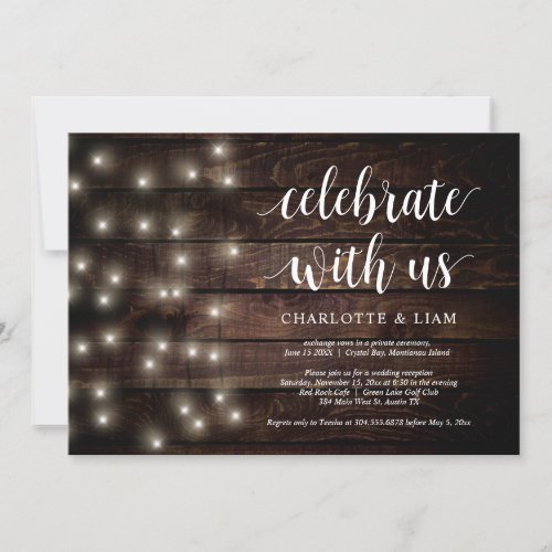 Celebrate with us String Light Wedding Elopement Invitation