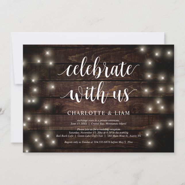 Celebrate with us, String Light, Wedding Elopement Invitation (Front)
