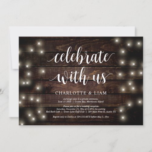 Celebrate with us String Light Wedding Elopement Invitation