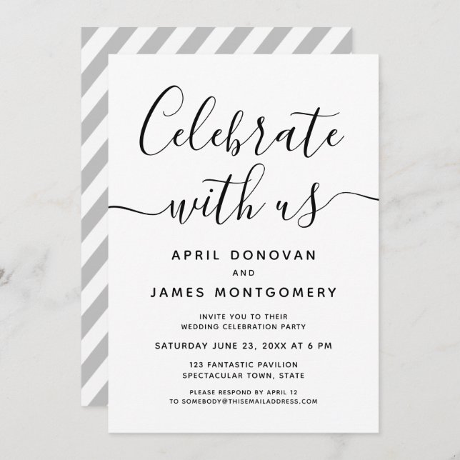 Celebrate with Us Typography Wedding Invitation (Front/Back)