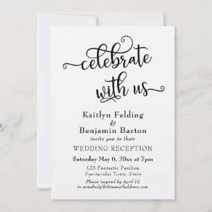 "Celebrate with Us" Typography Wedding Reception 2 Invitation