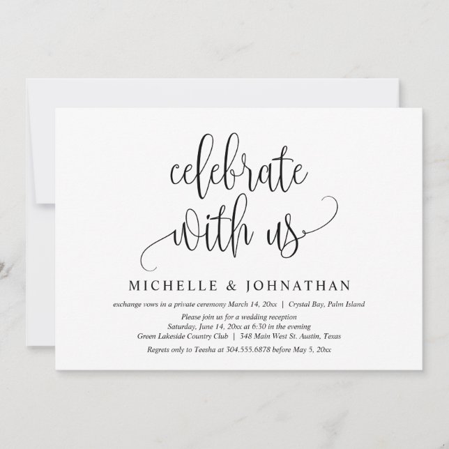 Celebrate With Us, Wedding Elopement Celebration Invitation (Front)
