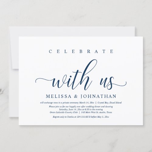 Celebrate with us Wedding Elopement Dinner Invitation