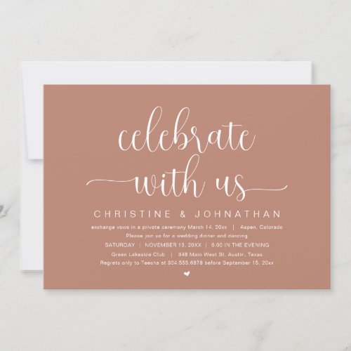 Celebrate with us Wedding Elopement Dinner Party Invitation