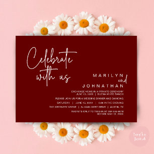 Celebrate with us, Wedding Elopement Dinner Party Invitation