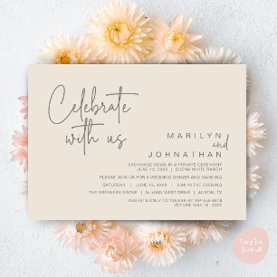 Celebrate with us, Wedding Elopement Dinner Party Invitation