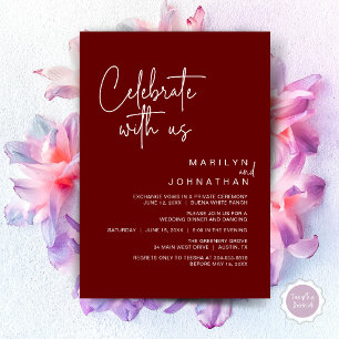 Celebrate with us, Wedding Elopement Dinner Party Invitation