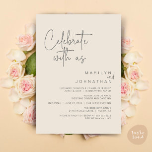 Celebrate with us, Wedding Elopement Dinner Party Invitation