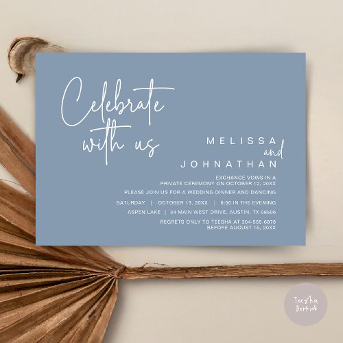 Celebrate with us Wedding Elopement Dinner Party Invitation