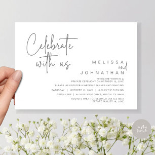 Celebrate with us, Wedding Elopement Dinner Party Invitation