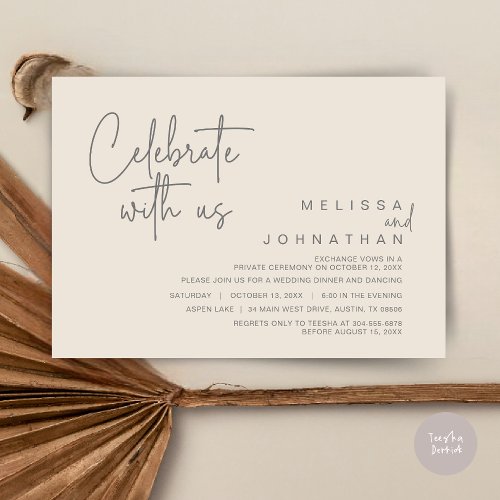 Celebrate with us Wedding Elopement Dinner Party Invitation