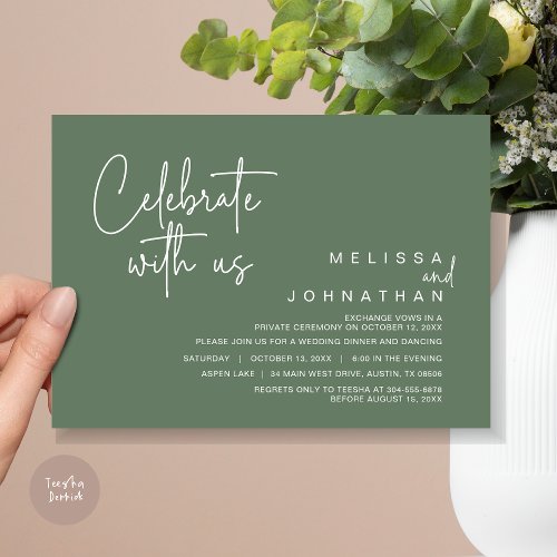 Celebrate with us Wedding Elopement Dinner Party Invitation