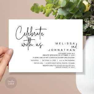Celebrate with us, Wedding Elopement Dinner Party Invitation