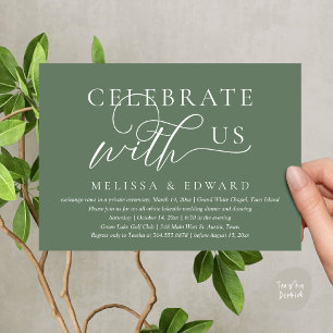 Celebrate with us, Wedding Elopement Dinner Party Invitation