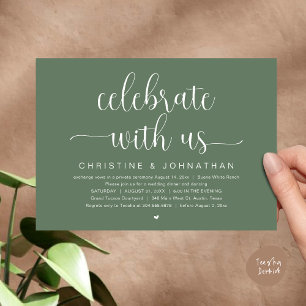 Celebrate with us, Wedding Elopement Dinner Party Invitation