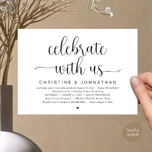 Celebrate with us, Wedding Elopement Dinner Party Invitation