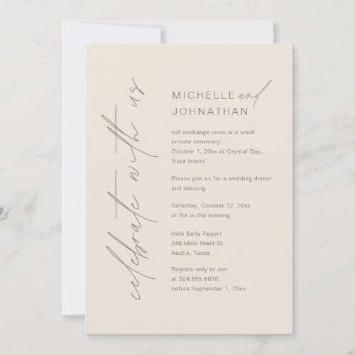 Celebrate with us Wedding Elopement Dinner Party Invitation