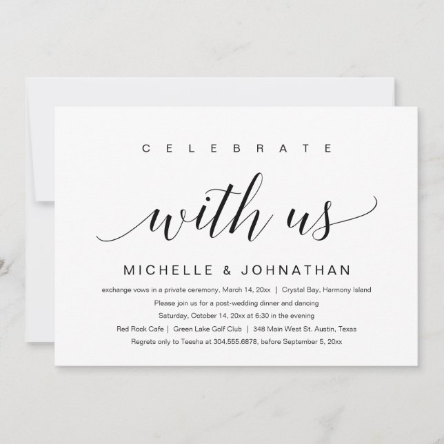 Celebrate with us, Wedding Elopement Invitation (Front)