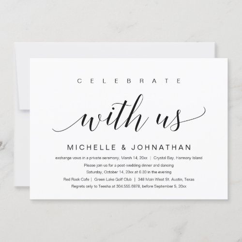 Celebrate with us Wedding Elopement Invitation