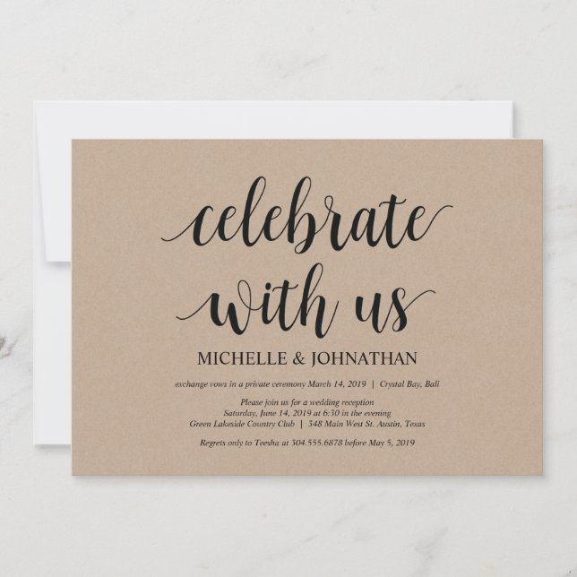 Celebrate with us Wedding Elopement Invites (Front)