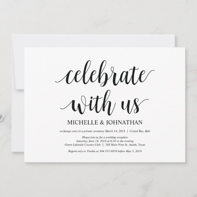 Celebrate with us Wedding Elopement Invites (Front)