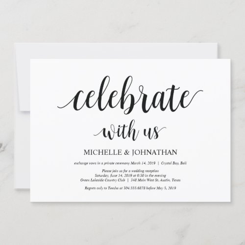 Celebrate with us Wedding Elopement invites