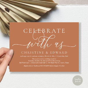 Celebrate with us, Wedding Elopement Party, Copper Invitation