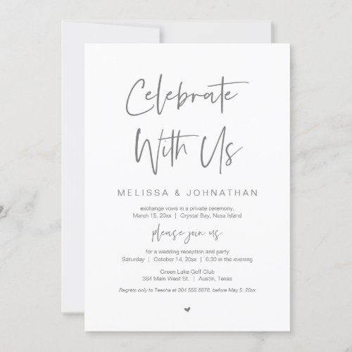 Celebrate with us Wedding Elopement Party Grey Invitation