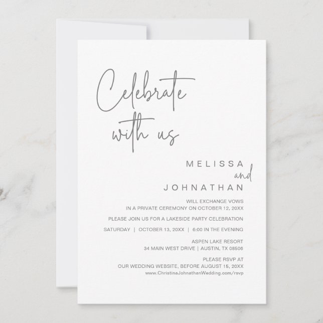 Celebrate with us, Wedding Elopement Party Invitat Invitation (Front)