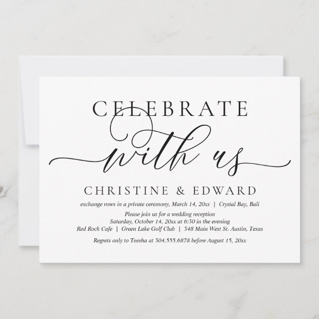 Celebrate with us, Wedding Elopement Party Invitat Invitation (Front)