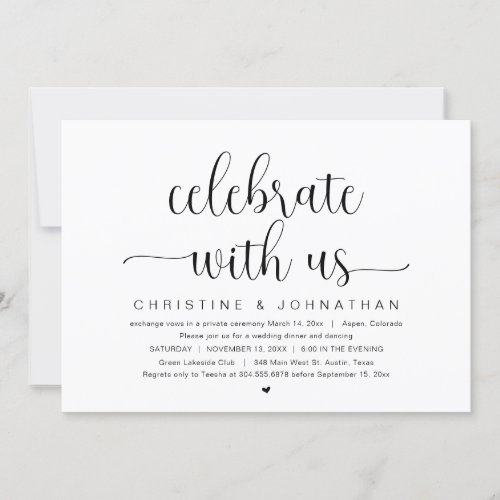 Celebrate with us Wedding Elopement Party Invitat Invitation