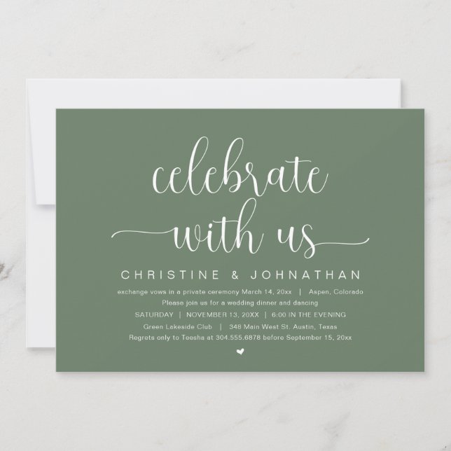 Celebrate with us, Wedding Elopement Party Invitat Invitation (Front)